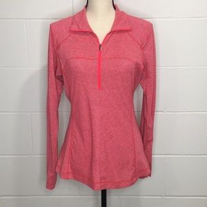 Columbia 1/4 Zip Stripe Long Sleeve Shirt Pink Med